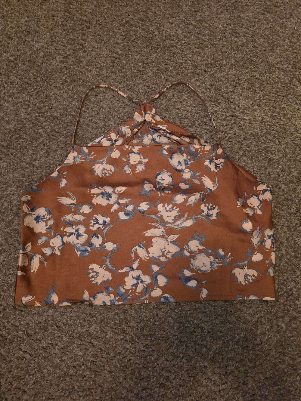 Lee Rust Floral Halter Camisole with Blue and Cream Accents